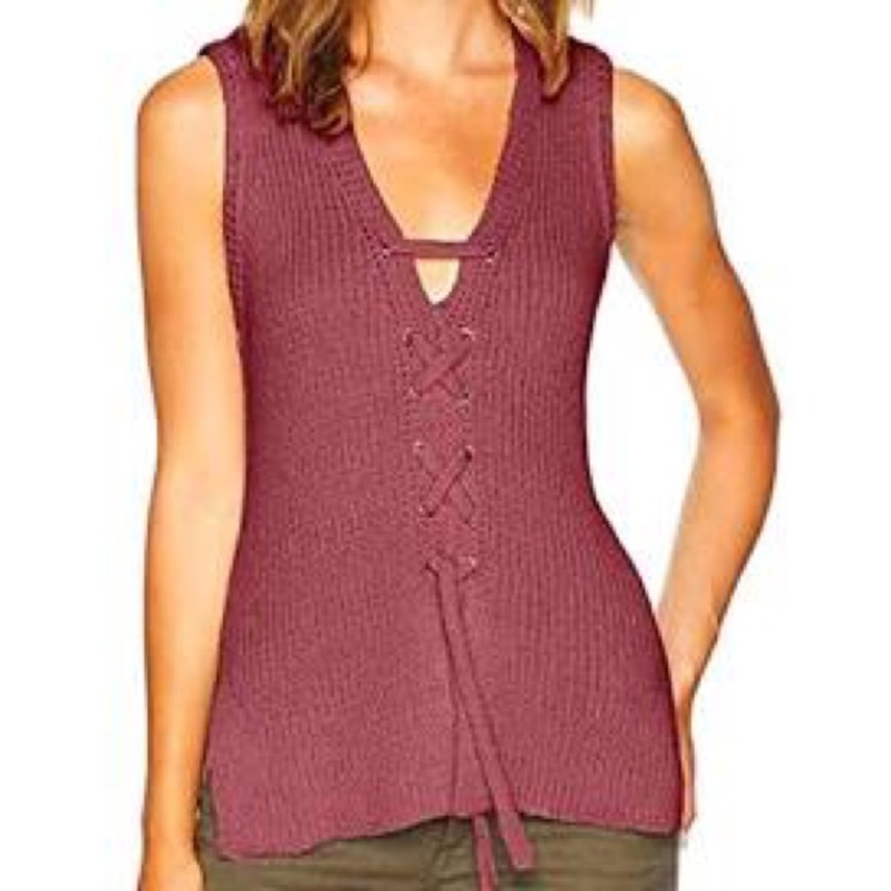 Cupcakes and Cashmere V neck knit sweater mauve
